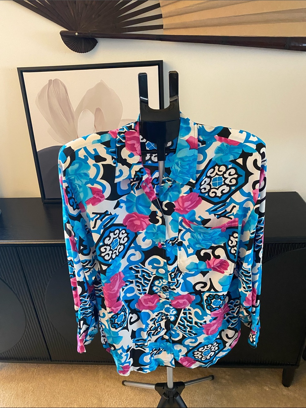 Tess Vintage  Floral 100% Silk Top